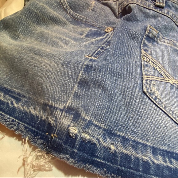Aeropostale Distressed Raw Hem Denim Skirt - Picture 8 of 13